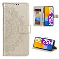 CoverKingz Handy Case kompatibel mit Samsung Galaxy M52 5G - Handy Cover mit Kartenfach Phonecase - Smartphone Hülle klappbar Motiv Mandala Gold