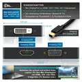 CSL 3in1 Mini DisplayPort zu HDMI, DVI, VGA Adapter Konverter, miniDP 1.2 4k 3840x2160 UHD 2160p, 0,15m