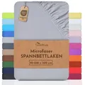 NatureMark Spannbettlaken Mikrofaser Spannbetttuch, Polyester, Gummizug: rundum, viele Größen und Farben Markenware, 90x200cm, Silber grau grau|silberfarben 90 cm x 200 cm