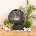 Brunnen Gartenbrunnen mit Wasserfall beleuchtet Polyresin Zierbrunnen 59cm