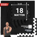 Miweba Sports Bodenschutzmatte BS50 | 8-teilig 1,7 m² - Yogamatte Gymnastikmatte Puzzlematte Fitness Sportmatte Fitnessmatte Gummimatte Turnmatte Trainingsmatte Puzzle Matte Bodenmatte (Schwarz)