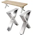 DanDiBo 2X Bankgestell Edelstahl 43 x 40 cm Bank Füße Bankbeine 96677 Bankkufen Couchtisch Tisch Beine Tischgestell