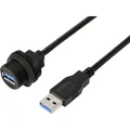 USB 3.0-Buchse auf Stecker, IP67 (Gewinde), Kabel 0,5 m