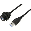 USB 3.0-Buchse auf Stecker, IP67 (Gewinde), Kabel 0,5 m  TC-E13T-FU3-PWF/MU3-...