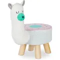 Relaxdays Tierhocker Lama MDF Schaumstoff Polyester Weiß Rosa Abnehmbar 48 cm x 28 cm x 42 cm 1,3 kg