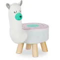 Tierhocker Lama Für Kinder, Plüschbezug, Rund, Sitzgelegenheit Kinderzimmer, Kinderhocker Tiermotiv, Weiß - Relaxdays