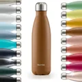 Blumtal Trinkflasche 750 ml Edelstahl - auslaufsichere Isolierflasche - BPA-freie Trinkflasche kalt & warm - doppelwandige Insulated Bottle - rostbeständige Isolierflasche Pumpkin Spice - Braun
