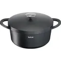 Tefal Trattoria Schmortopf 28cm mit Gussdeckel und Antihaft-Beschichtung - Schwarz