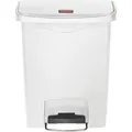 Rubbermaid Tretmülleimer Slim Jim® Step-On, Kunststoff, 30 Liter, Hochwertiger Abfalleimer mit extrem langlebigen Trittpedal, Farbe: weiß 1883555