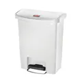 Treteimer Rubbermaid Slim Jim Kunststoff weiß 30 L Tretabfallbehälter mit Pedal an der Breitseite