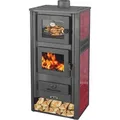 Kaminofen mit Backfach Rot Holzofen 12,1 kW Kamin Ambasador Ofen Dauerbrandofen Werkstattofen Schwedenofen Hüttenofen Heizofen - Rot