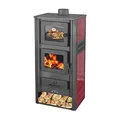 Kaminofen mit Backfach Rot Holzofen 12,1 kW Kamin Ambasador Ofen Dauerbrandofen Werkstattofen Schwedenofen Hüttenofen Heizofen