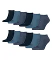 PUMA 12 Paar Sneaker Invisible Socken Gr. 35-49 Unisex für Damen Herren Füßlinge, Farbe:460 denim blue, Socken & Strümpfe:39-42