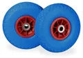 Relaxdays 2x Sackkarrenrad, pannensichere Vollgummireifen, 3.00-4 Zoll, 20 mm Achse, bis 80 kg, 260 x 85 mm, blau-rot