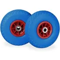 Relaxdays Sackkarrenrad 2er Set PU Gummi Blau Rot Pannensicher Kugelgelagert 3.00-4 26 cm 0,8 kg