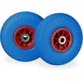 Relaxdays - 2x Sackkarrenrad, Pannensichere Vollgummireifen, 3.00-4 Zoll, 20 Mm Achse, Bis 80 Kg, 260 X 85 Mm, Blau-rot