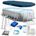 Intex Frame Pool 610x305x122 cm Set mit Filterpumpe Leiter Abdeckplane Matte