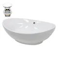 Waschbecken Keramik mit Ablaufgarnitur Waschtisch  590 x 390 x 200 mm Weiß