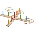 Goki Ringwurfspiel mit 6 Sisalringen Holz Wurfspiel Outdoor Spiel Ringe werfen