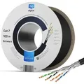 hb-digital CAT 7 Kabel für Außenbereich LAN Datenkabel max. 1000 MHz S/FTP PE AWG23 100m Schwarz