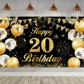 20. Geburtstag Banner Schwarz Gold, Geburtstagsbanner 20, 20. Geburtstag Männer