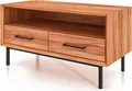 TV-Board Seiba Kernbuche massiv 90x45x50 mit Metallbeinen 2 Schubladen 1 Fach