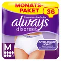 Always Discreet Inkontinenz-Höschen Plus, Größe M, 36 Höschen (4 Packungen x 9 Stück) Monatspaket bei Blasenschwäche