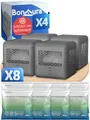 BonAura® 4x Luftentfeuchter ohne Strom + 8x 400g Luftentfeuchter Nachfüllpack - Raumentfeuchter bis 40m² für Keller, Bad uvm. - Entfeuchter und Luftentfeuchter Granulat im Set - Schutz vor Schimmel
