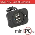 Doppel USB 5V Einbau Steckdose Buchse 12V/24V KFZ Ladegerät iPhone/Android (2m)