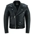 BOHMBERG Lederjacke Herren Retro Biker Highway aus echtem Vollleder Schwarz XXL