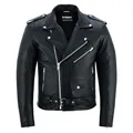 Bohmberg Herrenlederjacke aus Vollnarbenleder Schwarz-Heavy Weight-Classic-Echtleder Zeitloser Klassiker in Unverkennbar Maskulinem Biker-Look - XXL