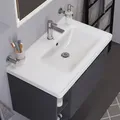 Duravit D-Neo Möbelwaschtisch 80 cm,  1 Hahnloch u. Überlauf, Ablage li. 2370800000, Badkeramik, weiß