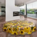 laro Rund 140 cm Wachstuchtischdecke Tischdecke Abwaschbar PVC Sonnenblumen Gelb Rund 140cm, Muster:Sonnenblumen Gelb, Größe: Rund 140cm