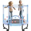VEVOR Kindertrampolin Outdoor-Trampolin mini Freizeittrampolin 1545 mm für Kleinkinder mit Sicherheitsnetz & Basketballkorb, Geburtstagsgeschenk Weihnachtsspielzeug für Kinder ab 3 Jahren Blau