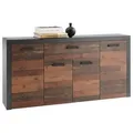 Mid.you Sideboard, Eiche, Dunkelgrau, Holzwerkstoff, 3 Fächer, 1 Schubladen, 180x90x38 cm, Made in EU, Wohnzimmer, Kommoden & Sideboards, Sideboards