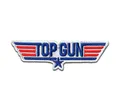 TOP GUN Aufnäher Bügelbild, Aufbügler, Applikationen, Patches, Flicken, zum aufbügeln, Polyester, Comercial Mercera Top Gun Maverick Logo - Größe: 2,1 x 7,1 cm