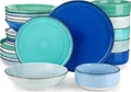 Geschirrset 6 Personen blaue Serie 24tlg Tafelservice Steingut modern