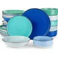 24tlg Geschirrset Steingut Blau modern Tafelservice 6 Personen