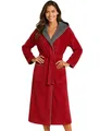 Morgenstern Bademantel Damen mit Kapuze 100% Baumwolle Frottee OEKO-TEX® Morgenmantel Leonie Rot Größe S