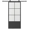 inova Loft Glasschiebetür 1025 x 2200 mm 6 Felder Kickplatte Komplettset aus Stahl in Schwarz inkl. 2Seitiger Softclose