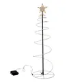 LED Spiral Lichterbaum schwarz für Außen mit Timer - 60 cm - Metall Weihnachtsbaum mit Stern Spitze Batterie betrieben - Weihnachten Advent Garten Deko Beleuchtung