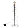 LED Metall Weihnachts Baum schwarz - 60 cm - Spiral Lichter Tanne Timer Batterie