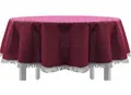 EXKLUSIV HEIMTEXTIL Gartentischdecke mit Fransen Tischdecke Classic Outdoor PVC Weichschaum rutschhemmend für Garten, Balkon, Terrasse 150x210 cm oval bordeaux