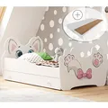 Kids Collective Kinderbett Jugendbett 80x160 cm mit Matratze, Schublade und Lattenrost, Motiv Katze MDF-Holz Made in Europe | von 3. bis 10. Lebensjahr