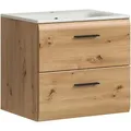 Mid.you Waschtischkombi, Eiche Artisan, Keramik, Holzoptik, 2 Schublade(n) Schubladen, 60 cm, FSC Mix, hängend, Badezimmer, Waschbecken & Armaturen, Waschtische