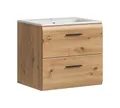 xonox.home – Waschtisch Ice 60x55x46 cm inkl. Waschbecken in Korpus und Front Artisan Oak Nachbildung – Waschplatz in Holzoptik – platzsparend & schick
