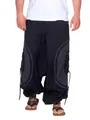 Kunst und Magie Trendige Haremshose Bunte Muster Goa Hippie Hose, Farbe:Schwarz/Grau, Größe:4XL