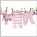 Ambiente Luxury Paper Products Papierserviette, Servietten Papier 33x33cm 3-lag mit Babywäsche & Teddybär Motiv 20 Stk blau|rot