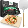 Pizza Divertimento Pizzastein Einzeln oder als Set - Für Backofen & Grill, (Cordierit-Stein - Optional mit Pizzaschieber, Schneider & Rezept-E-Book), Bis 900 Grad Celsius