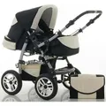 Kinderwagen-Set Flash 2 in 1 in Schwarz-Creme - 14 Teile - in 18 Farben erhältlich - Creme